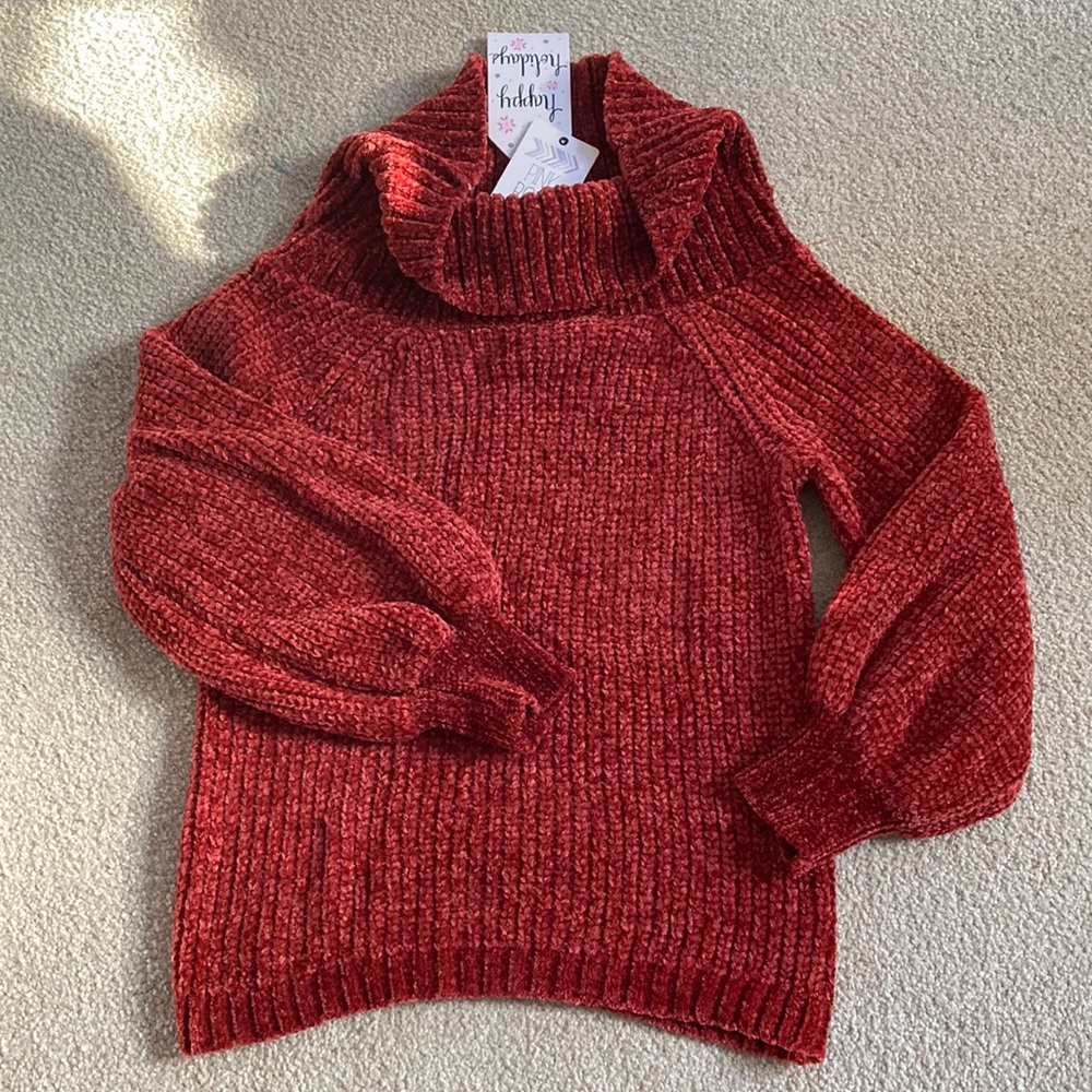 Pink Rose velour cowl neck sweater